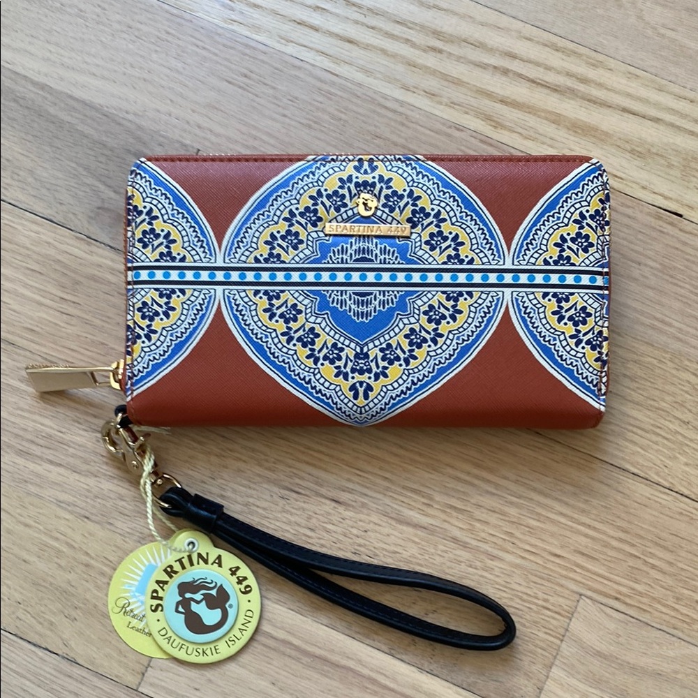 Spartina 449 Brown and Blue Clutch Wristlet